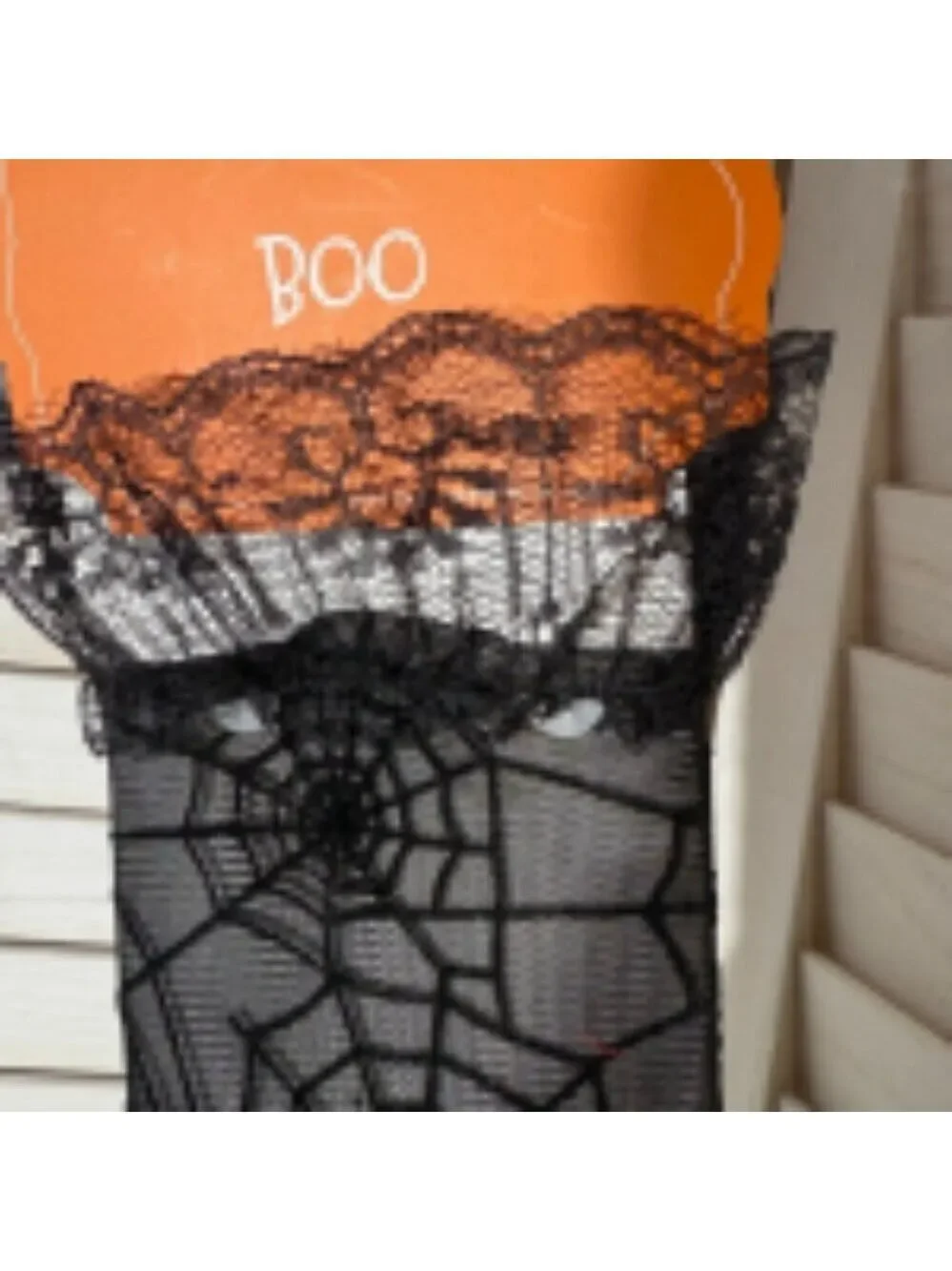 BOO Halloween Black Lace Spiderweb Gloves